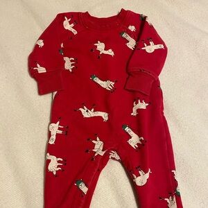 Hanna Andersson Red Kids Footie with Fun Animal Print